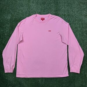 Supreme Pink Long Sleeve Tee with Red Box Logo